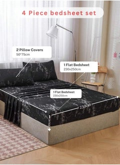 LUNA Home 4 Pieces Bedsheet Set, Black Marble.  - Image 2