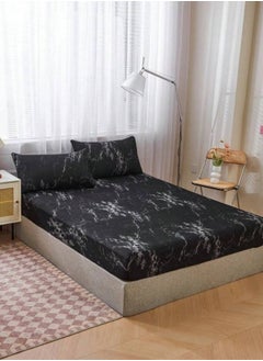 LUNA Home 4 Pieces Bedsheet Set, Black Marble.  - Image 3