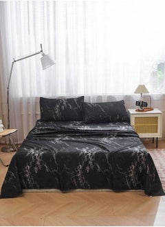 LUNA Home 4 Pieces Bedsheet Set, Black Marble.  - Image 4