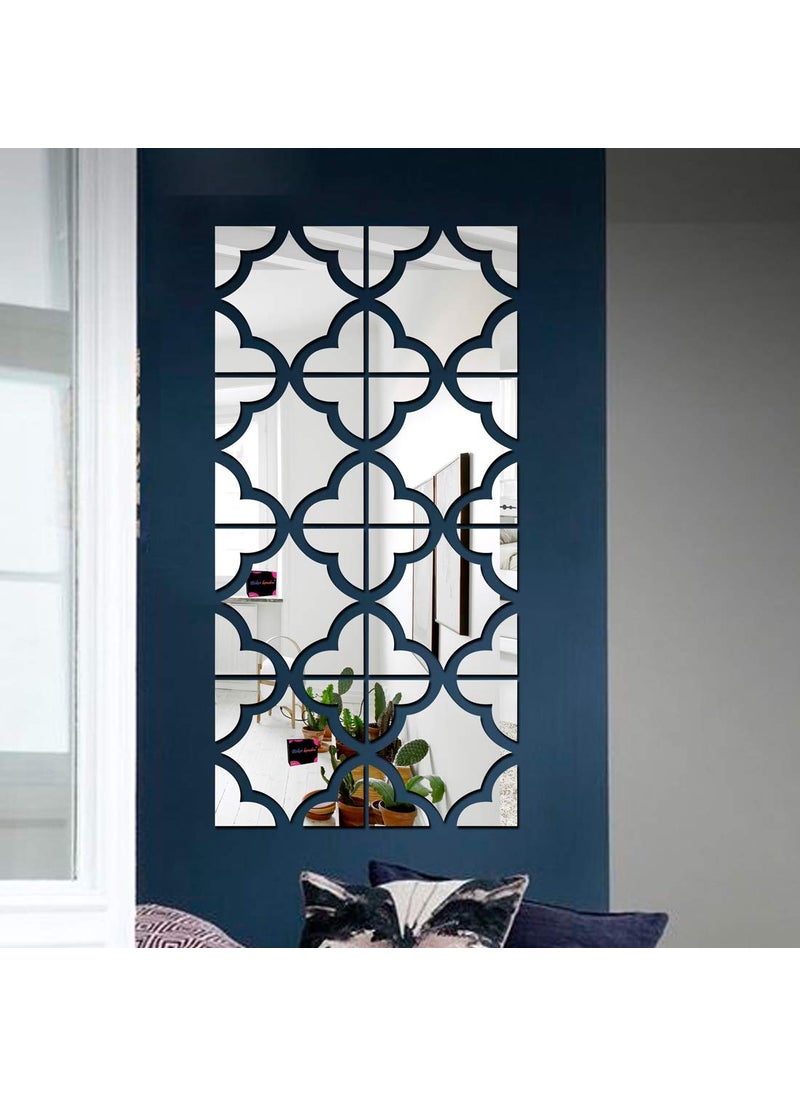 Bikri Kendra Bikri Kendra 8 Lovely Pattern Silver 3D Acrylic Mirror Wall Sticker Mirror Stickers for Wall Mirror Stickers Acrylic Stickers Wall Stickers for Hall Room Bed Room Kitchen 
