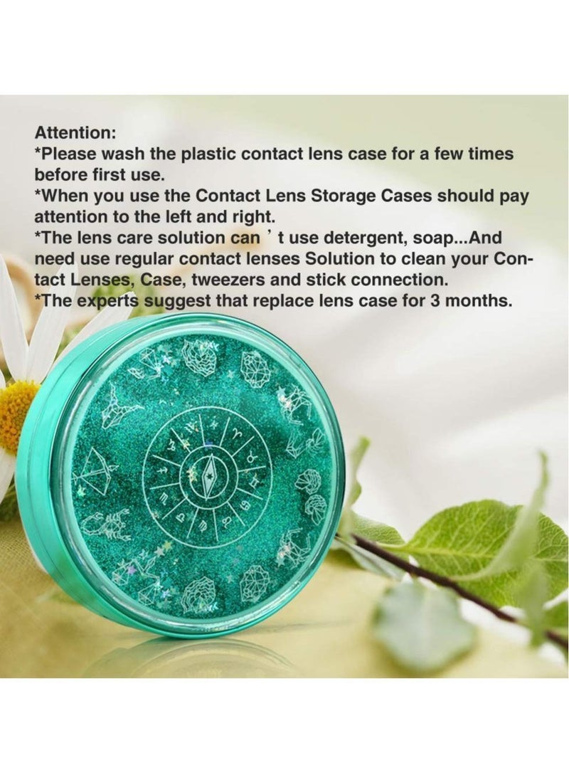 Y&D - Contact Lens Case,Portable Case Kit,with Mirror and Makeup Remover Tool,Plating Quicksand Glasses Companion Box Container Soak Storage,For Women's Travel Home - Image 1