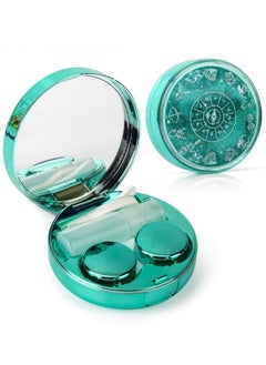 Contact Lens Case,Portable Case Kit,with Mirror and Makeup Remover Tool,Plating Quicksand Glasses Companion Box Container Soak Storage,For Women's Travel Home