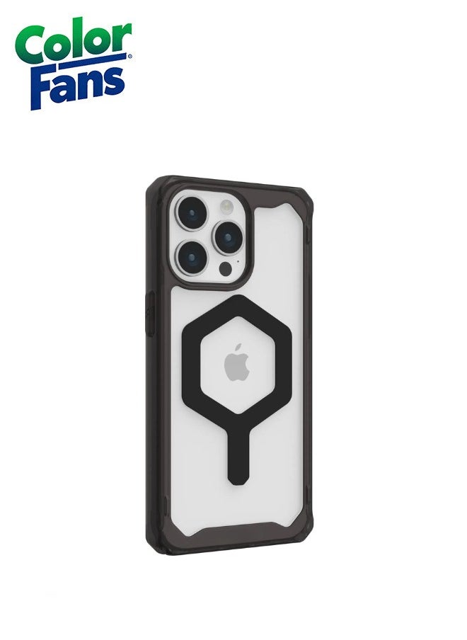 Color Fans - Case Compatible with iPhone 14 Pro Max Case Plyo Black/Black Built-in Magnet Compatible with Magnet Charging Rugged Anti-Yellowing Transparent Clear Protective Cover - Image 1