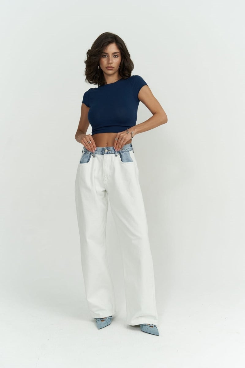 Mai Collection Toppin Indigo Combed Cotton Crop  - Image 1