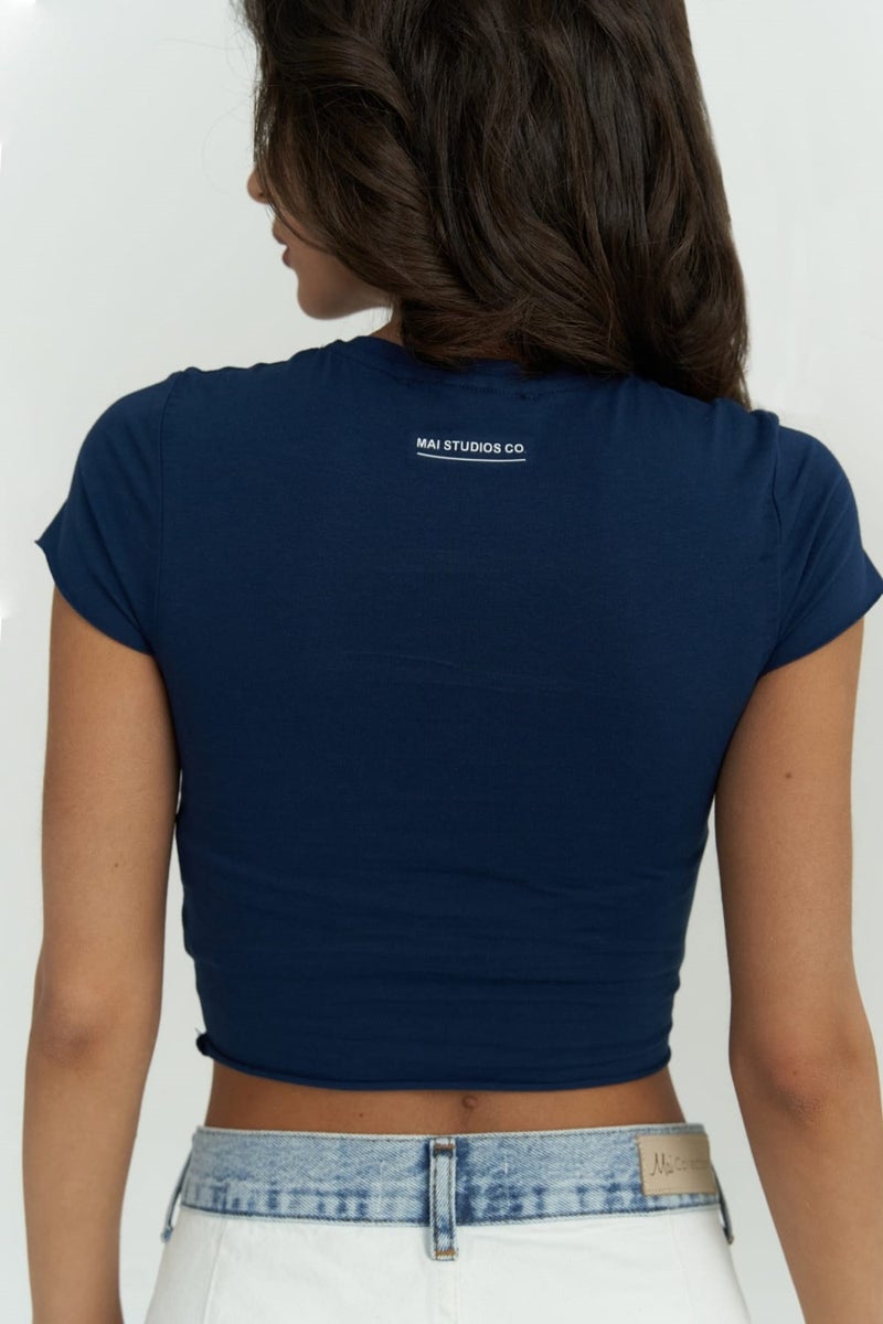 Mai Collection Toppin Indigo Combed Cotton Crop  - Image 4
