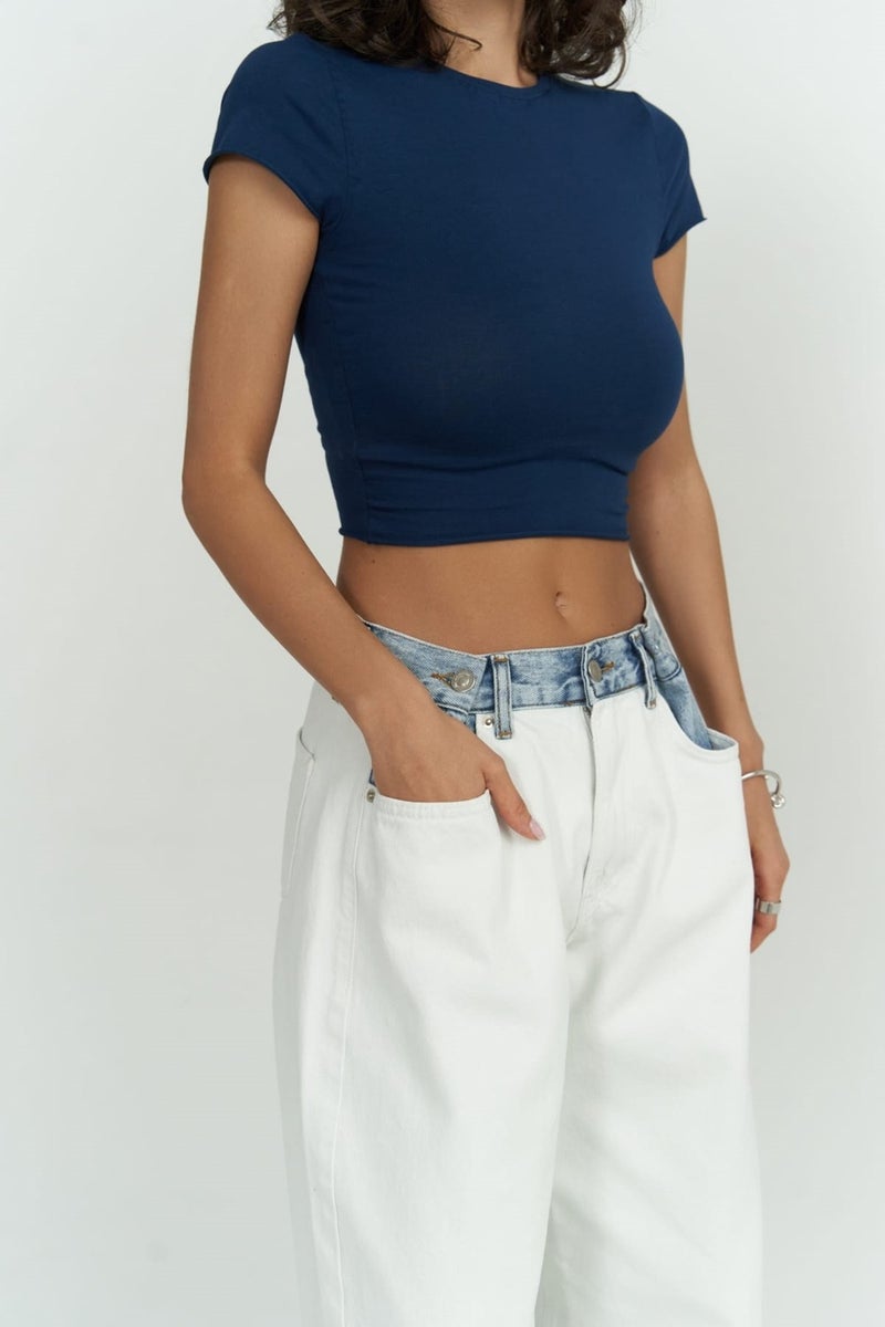 Mai Collection Toppin Indigo Combed Cotton Crop  - Image 2