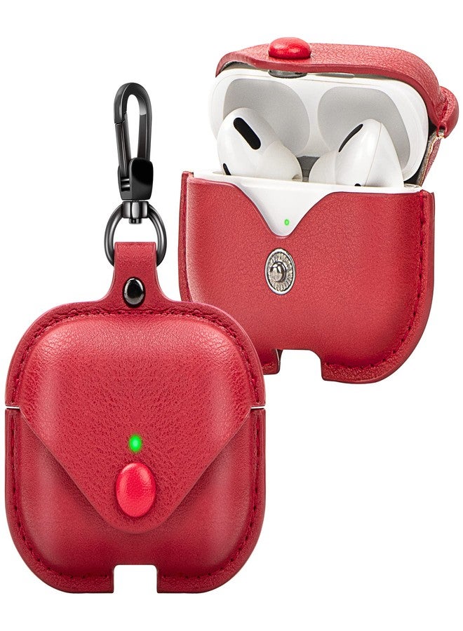 PG6 Leather Case for Airpods Pro with Keychain, Premium Leather Vintage Portable Shockproof Protective Cover for Apple AirPods Pro Charging Case 3rd Gen 2019 - Image 1