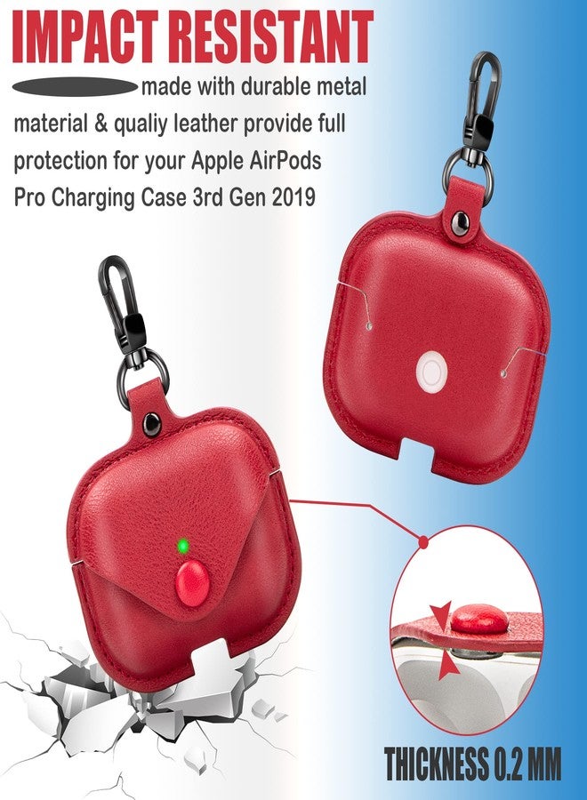 PG6 Leather Case for Airpods Pro with Keychain, Premium Leather Vintage Portable Shockproof Protective Cover for Apple AirPods Pro Charging Case 3rd Gen 2019 - Image 3