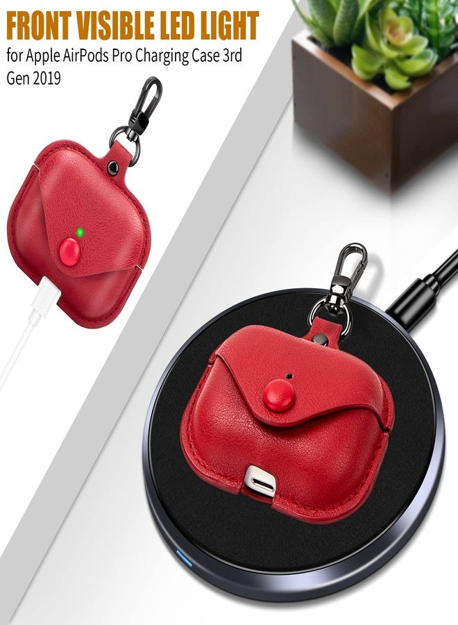 PG6 Leather Case for Airpods Pro with Keychain, Premium Leather Vintage Portable Shockproof Protective Cover for Apple AirPods Pro Charging Case 3rd Gen 2019 - Image 2