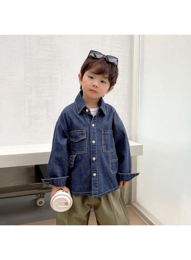 Boys' Fried Street Denim Shirt Spring And Autumn Baby Children's Clothing Baby Western Style Children's Shirt Coat X37 