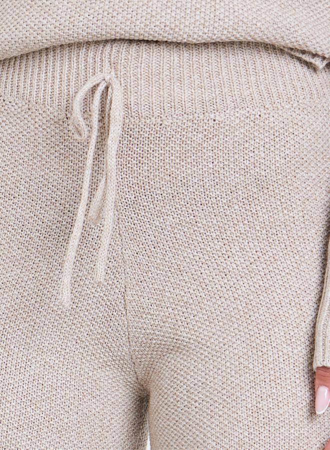 Styli Beige Wide Leg Flat Knit Pants - Image 3