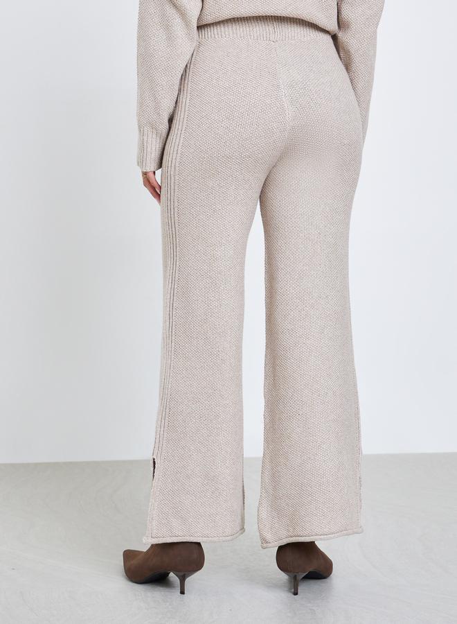 Styli Beige Wide Leg Flat Knit Pants - Image 4