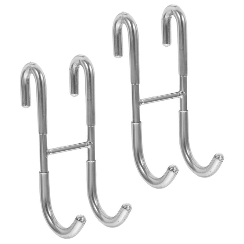 2Pcs Stainless Steel Shower Door Towel Hooks With Scratch Proof Pads For Bathroom Organization - Image 2