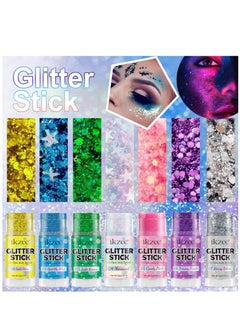 IKZEE Body Glitter Gel Stick for Women & Girls Easy to Apply & Remove Festival Glitter Liquid Eyeshadow Mermaid Sequins Chunky Glitter Gel Cosmetic for Body Face Hair Nails Makeup No.01  - Image 4
