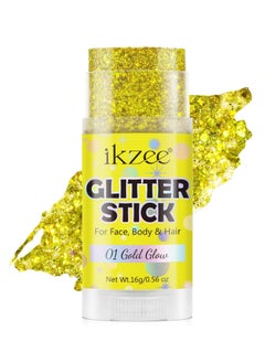 IKZEE Body Glitter Gel Stick for Women & Girls Easy to Apply & Remove Festival Glitter Liquid Eyeshadow Mermaid Sequins Chunky Glitter Gel Cosmetic for Body Face Hair Nails Makeup No.01  - Image 1