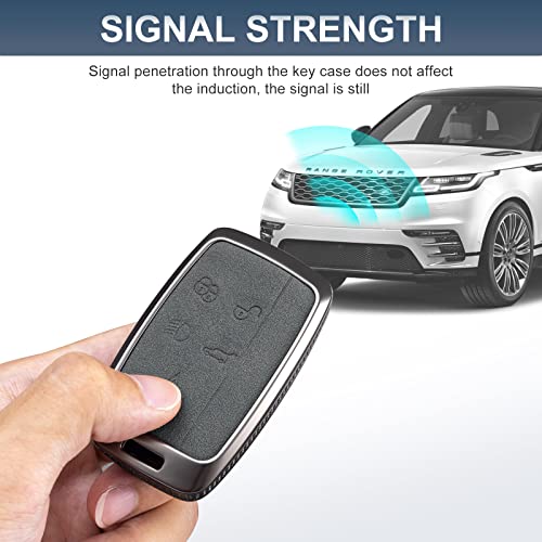YO&YOYE for Land Rover Key Fob Cover with Keychain Leather Key Case Protector for Range Rover Evoque Sport Velar Land Rover Discovery Jaguar F-Pace F-Type XE XEL XF XFL XJ (Model1, Grey) - Image 5