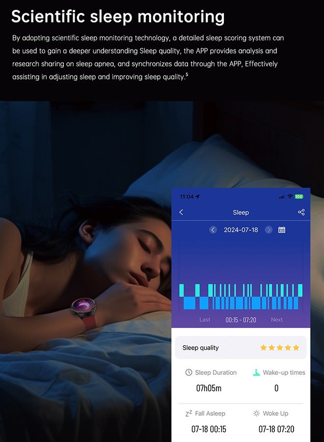 رولستيمي 1.43 بوصة ساعة ذكية اللياقة البدنية تشغيل ساعة بلوتوث مراقبة درجة الحرارة عداد الخطى دعوة تذكير متوافق مع الروبوت دائرة الرقابة الداخلية النساء الرجال حر اليدين المكالمات مقاوم للماء ساعة - Image 3