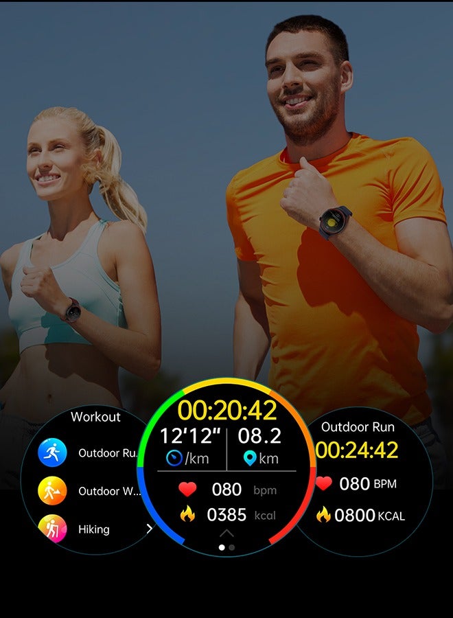 رولستيمي 1.43 بوصة ساعة ذكية اللياقة البدنية تشغيل ساعة بلوتوث مراقبة درجة الحرارة عداد الخطى دعوة تذكير متوافق مع الروبوت دائرة الرقابة الداخلية النساء الرجال حر اليدين المكالمات مقاوم للماء ساعة - Image 5