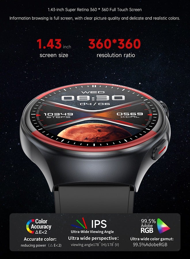 رولستيمي 1.43 بوصة ساعة ذكية اللياقة البدنية تشغيل ساعة بلوتوث مراقبة درجة الحرارة عداد الخطى دعوة تذكير متوافق مع الروبوت دائرة الرقابة الداخلية النساء الرجال حر اليدين المكالمات مقاوم للماء ساعة - Image 2