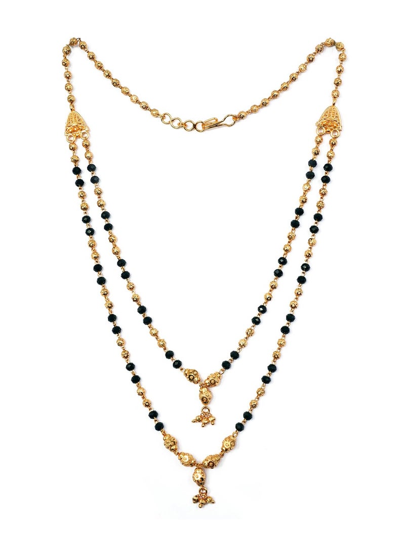 JHB Gold Plated Bead and Black Bead Layer Mangalsutra Multi-String Necklace for Women - Image 1