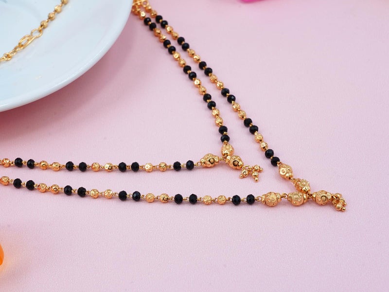JHB Gold Plated Bead and Black Bead Layer Mangalsutra Multi-String Necklace for Women - Image 3