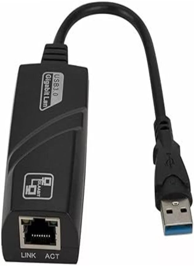 Generic - USB Network Adopter 3.0 Gigabit RJ45 1000Mbps Ethernet LAN Wired Connector Switch Black Compatible with MacBook, PC, Windows, Chromebook, IOS, Stable Driver, Surface pro Linux, XPS, Ultrabook, Wii U - Image 1
