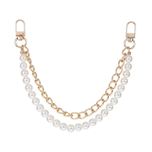 Lnngub Pearl Purse Chain,Gold Purse Chains for Handbags Pearl Bag Charm Bag Chain Charm Short Handle Replacement Charms Accessories for Handbag Messenger Bags Wallets,Gold - Image 1