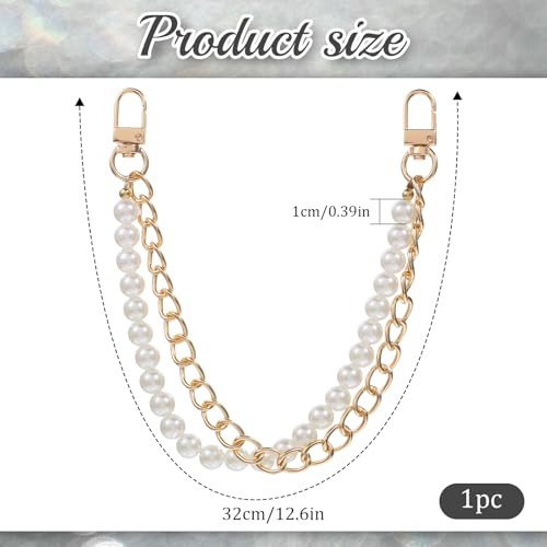 Lnngub Pearl Purse Chain,Gold Purse Chains for Handbags Pearl Bag Charm Bag Chain Charm Short Handle Replacement Charms Accessories for Handbag Messenger Bags Wallets,Gold - Image 3