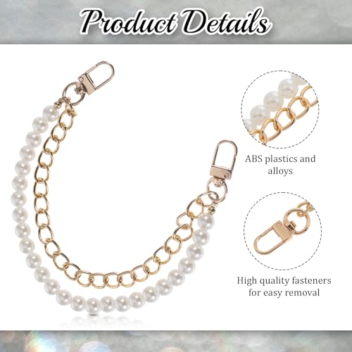 Lnngub Pearl Purse Chain,Gold Purse Chains for Handbags Pearl Bag Charm Bag Chain Charm Short Handle Replacement Charms Accessories for Handbag Messenger Bags Wallets,Gold - Image 2