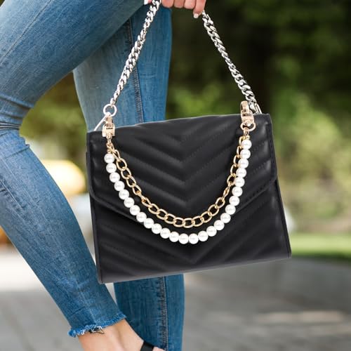 Lnngub Pearl Purse Chain,Gold Purse Chains for Handbags Pearl Bag Charm Bag Chain Charm Short Handle Replacement Charms Accessories for Handbag Messenger Bags Wallets,Gold - Image 5