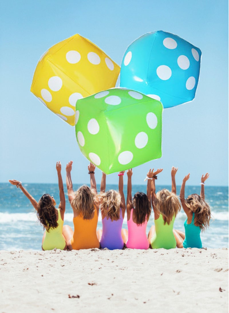 3 قطع 30 سم أرقام قابلة للنفخ ألعاب النرد للأطفال والكبار ألعاب مائية خارجية قابلة للنفخ لعبة الشاطئ، أزرق، أصفر، أخضر - Image 1