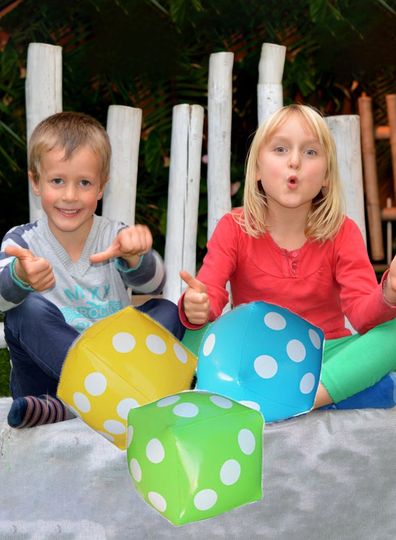 3 قطع 30 سم أرقام قابلة للنفخ ألعاب النرد للأطفال والكبار ألعاب مائية خارجية قابلة للنفخ لعبة الشاطئ، أزرق، أصفر، أخضر - Image 4