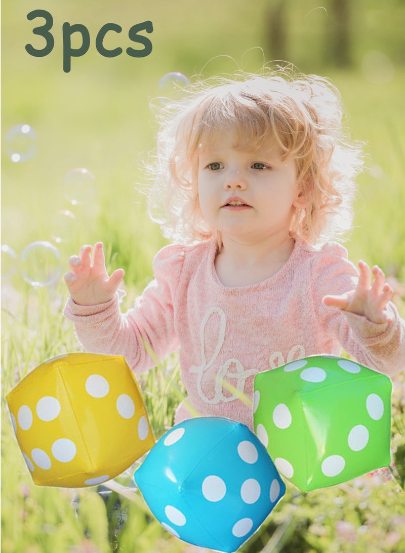 3 قطع 30 سم أرقام قابلة للنفخ ألعاب النرد للأطفال والكبار ألعاب مائية خارجية قابلة للنفخ لعبة الشاطئ، أزرق، أصفر، أخضر - Image 2