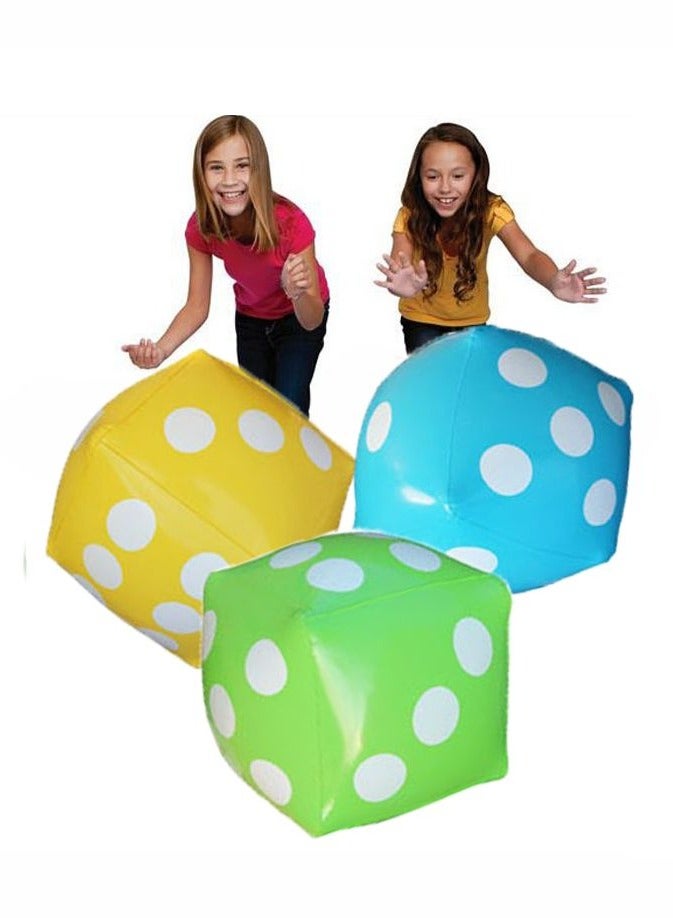 3 قطع 30 سم أرقام قابلة للنفخ ألعاب النرد للأطفال والكبار ألعاب مائية خارجية قابلة للنفخ لعبة الشاطئ، أزرق، أصفر، أخضر - Image 3