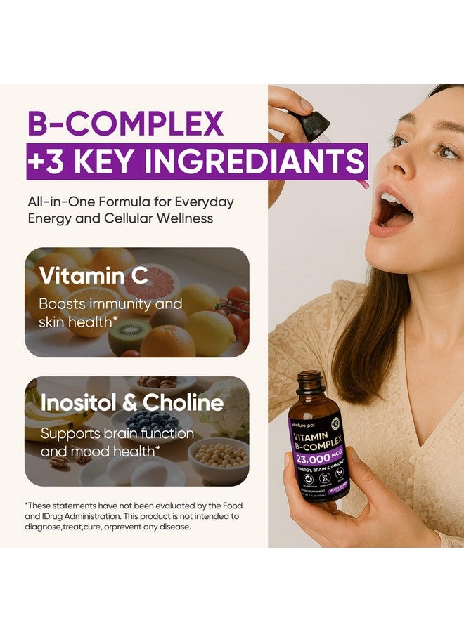 Venture Pal 11-in-1 Vitamin B Complex Liquid Drops, B12 Methylcobalamin | B9 Folic | B1,B2,B3,B5,B6,B7 - Vitamin C, Choline, Inositol, Immune & Energy Metabolism, Brain & Heart Support - Image 5