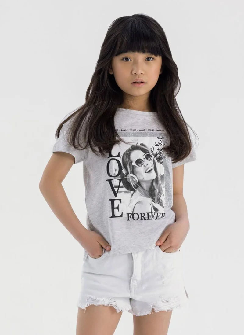 MINOTI Girls t-shirt with print grey