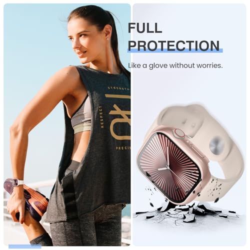 Tensea [3PCS for Apple Watch Screen Protector Case Series 11/10 46mm Accessories, iWatch Protective Face Cover for Women Men, Tempered Glass Film Hard Bumper for iPhone Watch 46 mm - Image 3