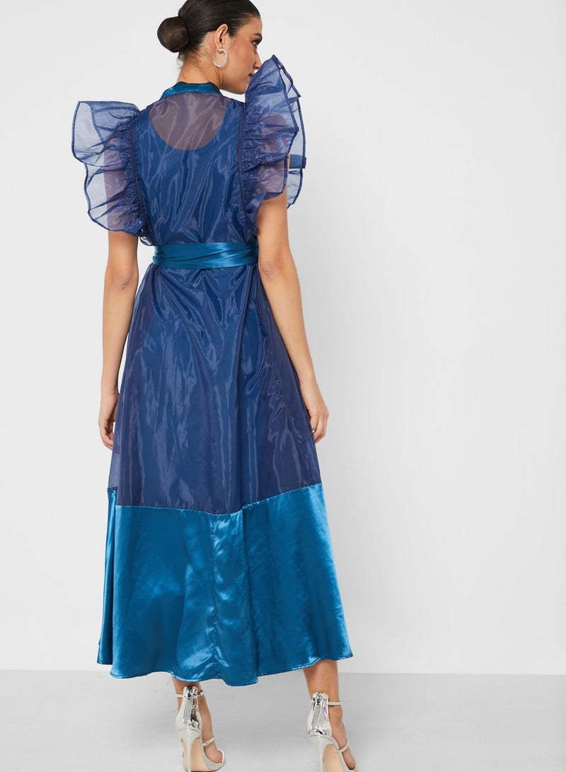 the no name style Ruffled Satin Midi Dress - Image 2