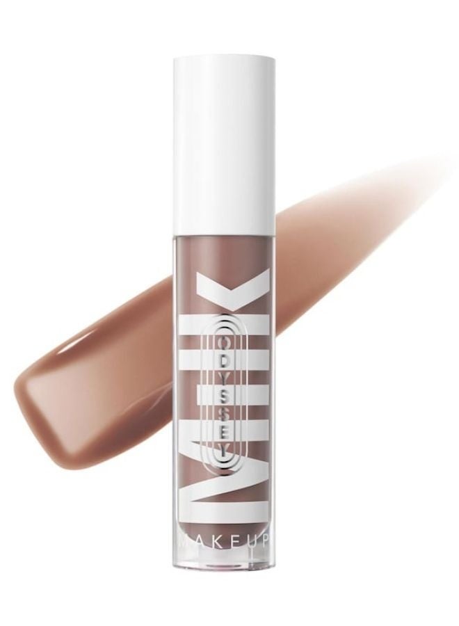 ميلك ميكب ملمع شفاه زيتي مرطب غير لزج من ميلك ميك أب أوديسي - كويست (بيج كراميل) 6.5 مل - زيت مرطب للشفاه نباتي - Image 1