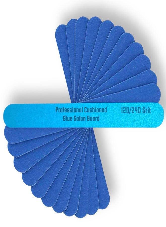 ALAZCO 12pc ALAZCO Premium Blue Nail Files Coarse 120/240 Fine Professionals & DIY Washable Reuseable All Nails Natural Acrylic Gel Press-On Travel TSA Friendly - Image 1