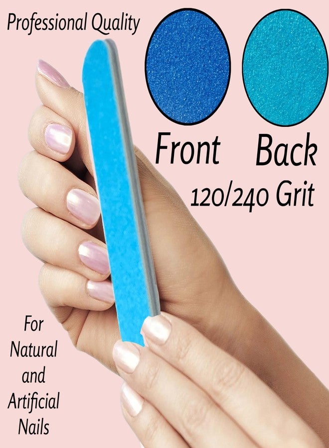 ALAZCO 12pc ALAZCO Premium Blue Nail Files Coarse 120/240 Fine Professionals & DIY Washable Reuseable All Nails Natural Acrylic Gel Press-On Travel TSA Friendly - Image 4