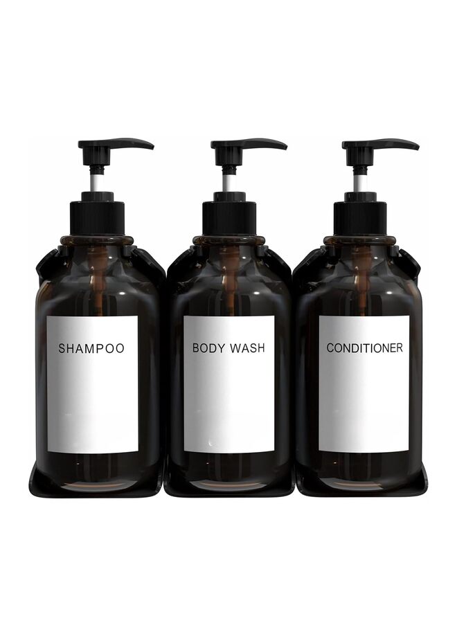 Soap Dispenser, Wall Mount Set of 3 - No Drill Shower Soap Dispenser Wall Easy to Refill Shampoo Dispenser for Shower Wall (Color : BLACK) - Image 1