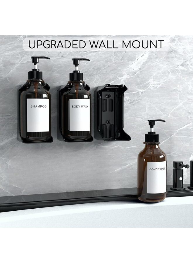 Soap Dispenser, Wall Mount Set of 3 - No Drill Shower Soap Dispenser Wall Easy to Refill Shampoo Dispenser for Shower Wall (Color : BLACK) - Image 4