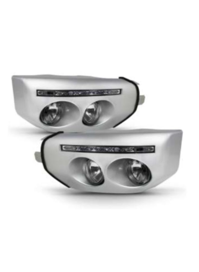 FJ Cruiser Special Fog Light Nigh/Day Running 2008-2014 With Wire&Swtich, 2PCS/Set Silver LED Fog Light Kit with DRL for FJ Cruiser, Silver Housing, Dual Lens Design - Image 1