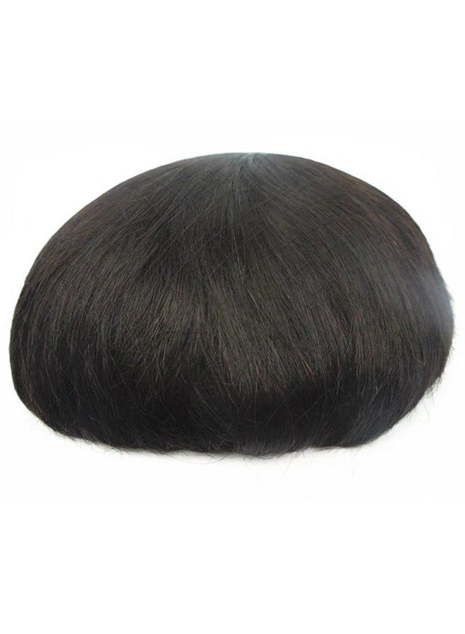 Zep PU Skin Toupee for Men NLW European Human Hair Pieces for Mens 10x8" PU thin Thin Skin 0.04mm hair replacement system men hair prosthesis units patch implant for men #1B Off Black - Image 3