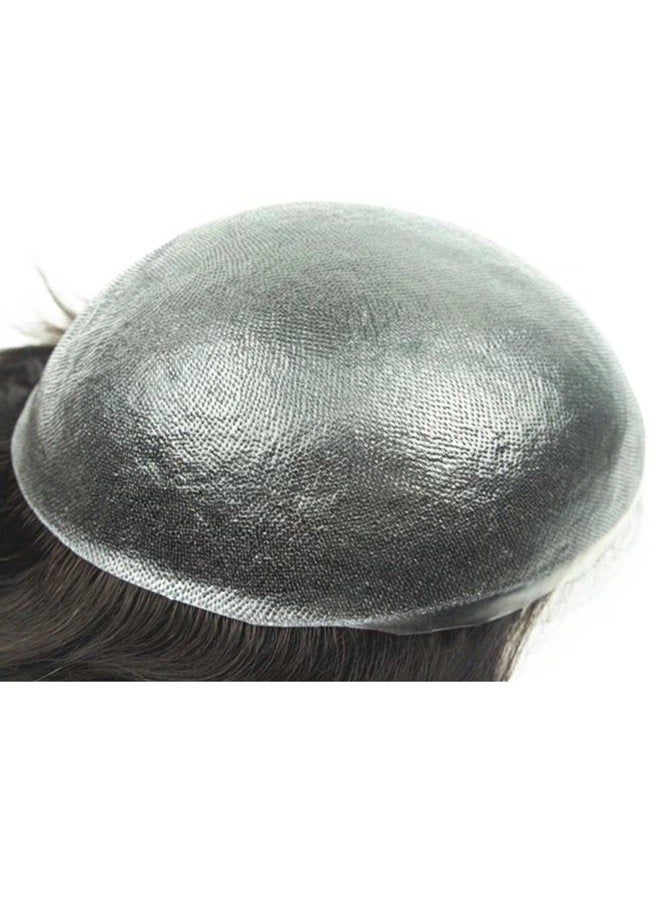 Zep PU Skin Toupee for Men NLW European Human Hair Pieces for Mens 10x8" PU thin Thin Skin 0.04mm hair replacement system men hair prosthesis units patch implant for men #1B Off Black - Image 2