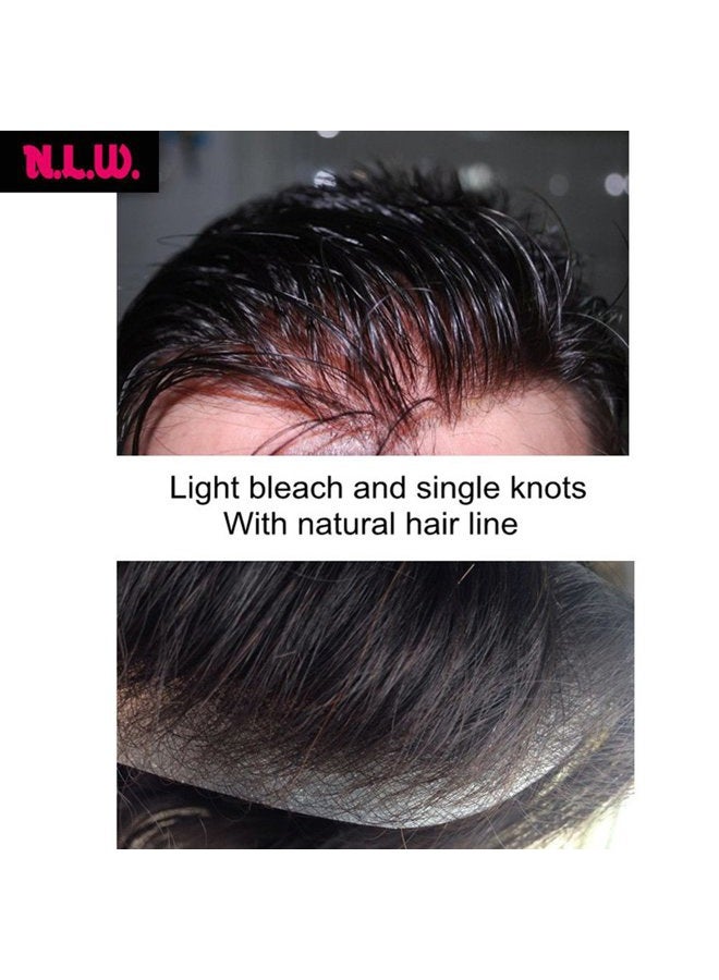 Zep PU Skin Toupee for Men NLW European Human Hair Pieces for Mens 10x8" PU thin Thin Skin 0.04mm hair replacement system men hair prosthesis units patch implant for men #1B Off Black - Image 5
