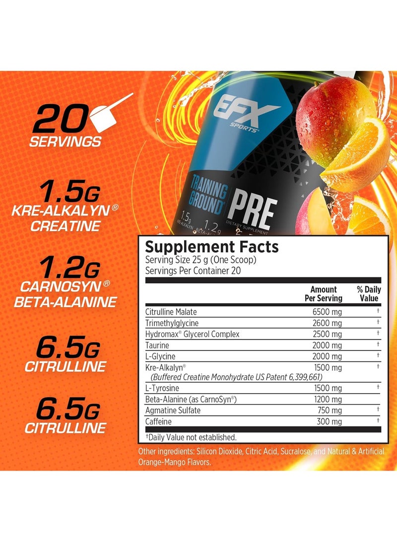 EFX SPORTS Training Ground Pre Workout - Orange Mango - (20 Servings)  - Image 2