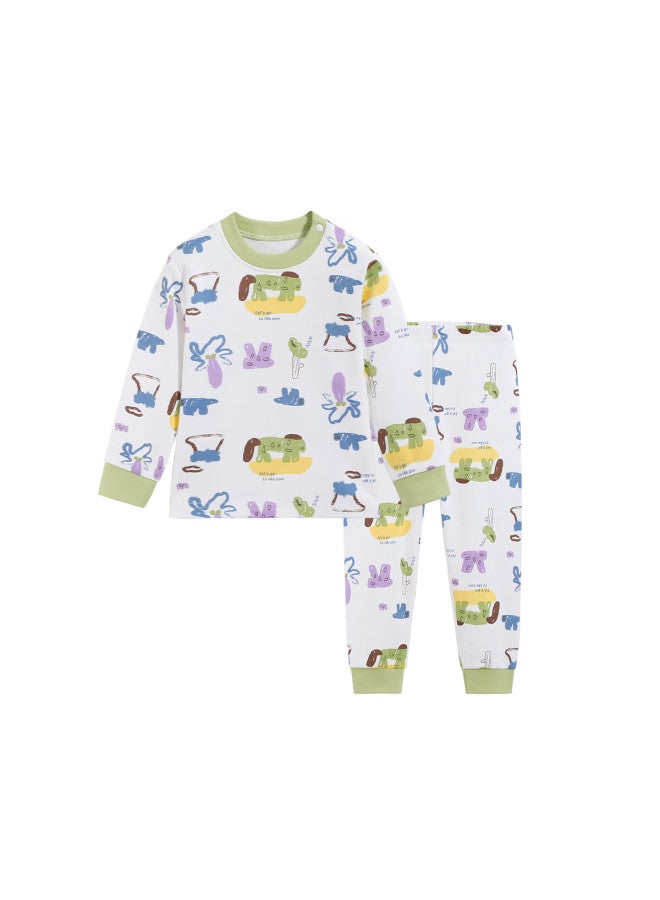 Yuzhaolin Kids Thermal Underwear Set Boys Autumn Cotton Clothes Graffiti Volcano