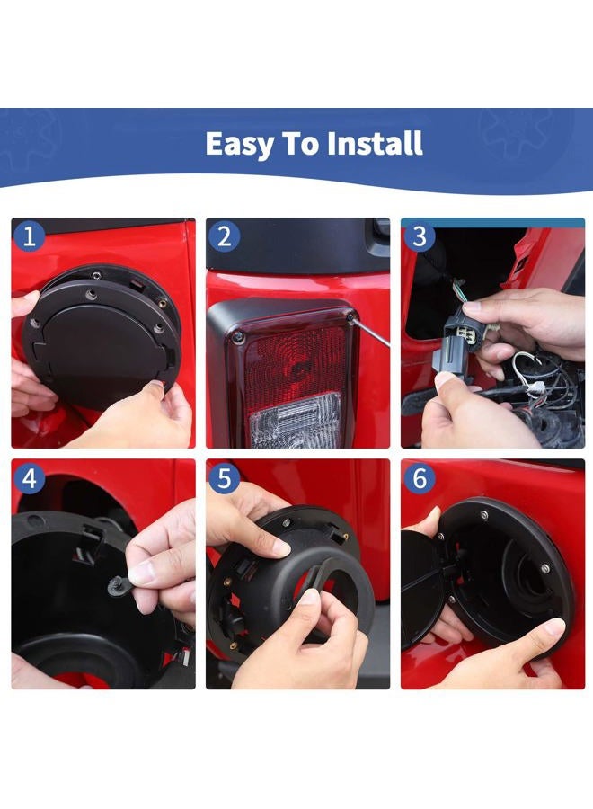 RT-TCZ Fuel Filler Door Cover Gas Tank Cap Exterior Accessories for Jeep JK Wrangler & Unlimited 2007-2017 (US Flag) - Image 5